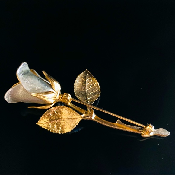 Vintage Two-Tone Rose Brooch - Picture 2 of 3